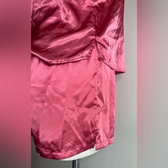 Vintage Satin Pajama Set 90s Valerie Stevens Sleevless Top Shorts Pink Silky Pjs - Picture 12 of 16